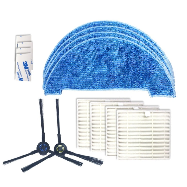 XI276 1 Pair I258 Side Brush + 4 PCS I206 Filter + 4 PCS I262 Rag + 4 PCS G604 Magic Adhesive Sticker for ILIFE V8S
