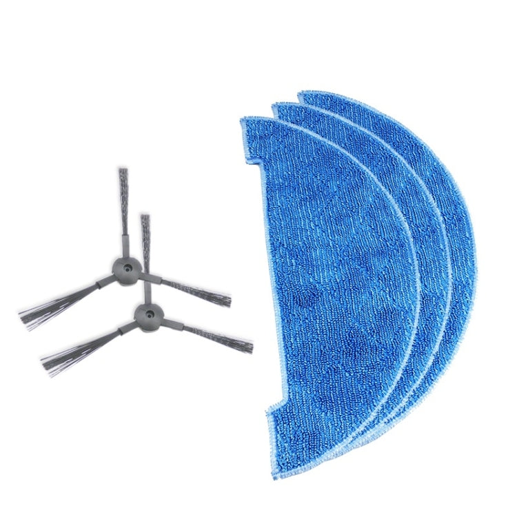 XI290 1 Pair K614 Side Brushes + 3 PCS K636 Rags for ILIFE A4 / T4