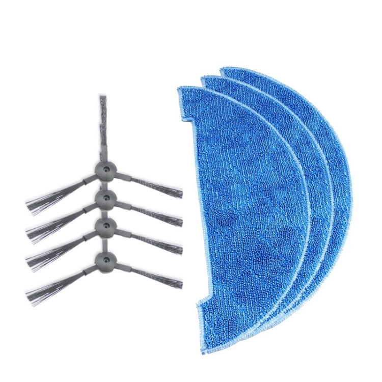 XI291 2 Pair K614 Side Brushes + 3 PCS K636 Rags for ILIFE A4 / T4