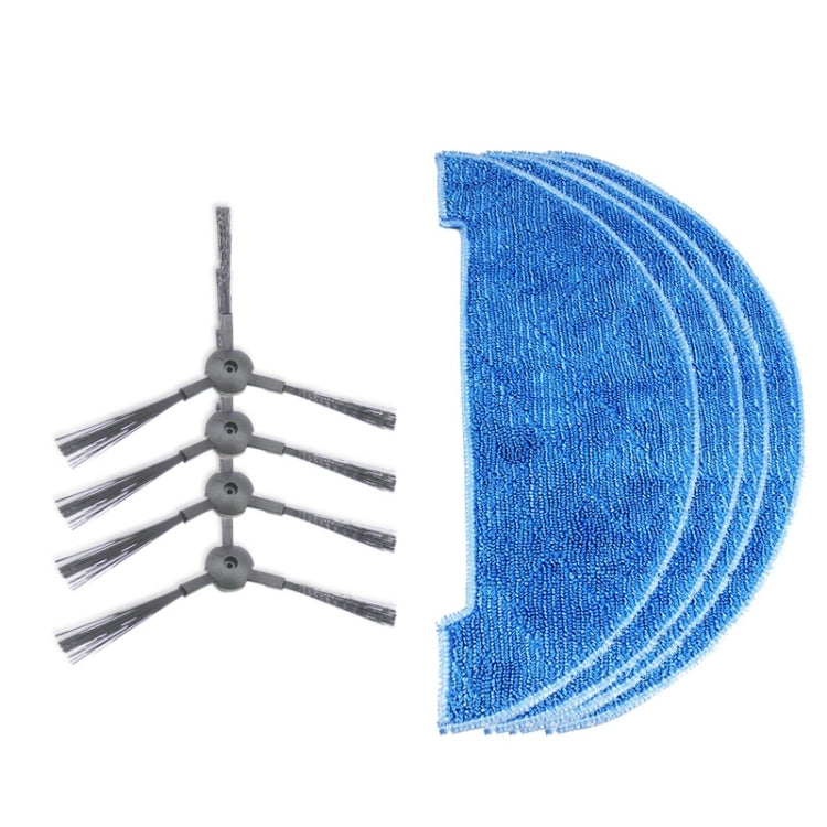 XI292 2 Pair K614 Side Brushes + 4 PCS K636 Rags for ILIFE A4 / T4