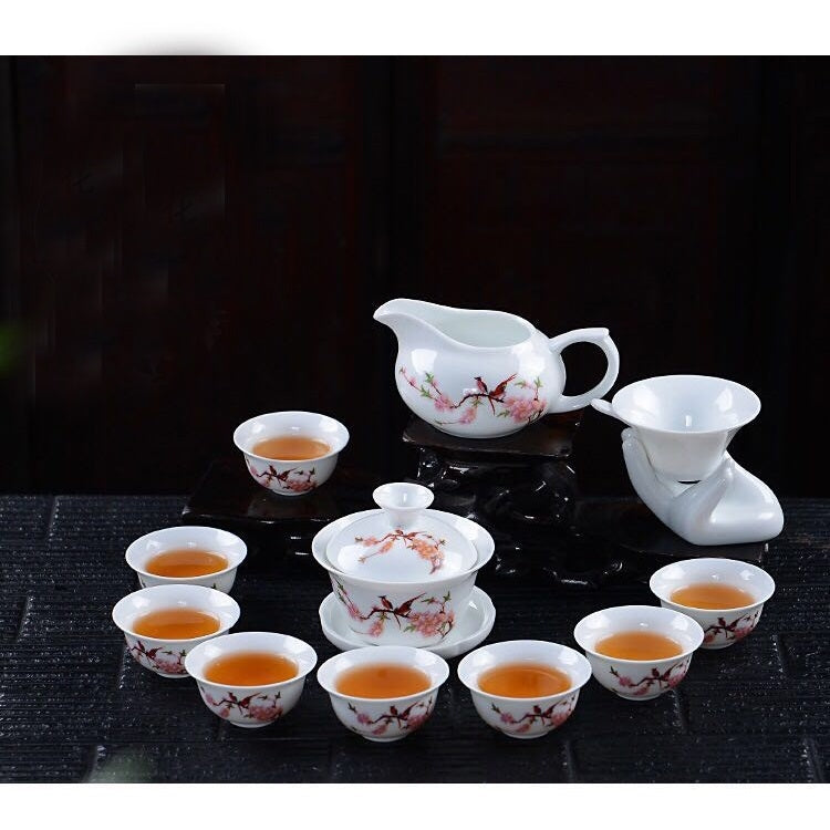 11 in 1 Kung Fu Tea Complete Set Blue And White Porcelain Cups Ceramic Cover Bowl Travel Teaware Set with 8 Tea Cups