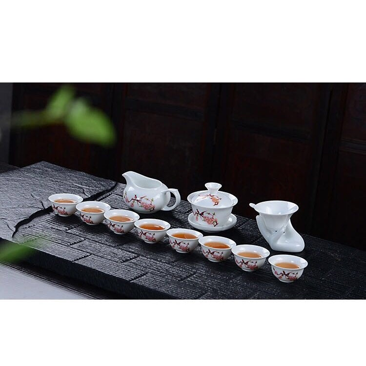 11 in 1 Kung Fu Tea Complete Set Blue And White Porcelain Cups Ceramic Cover Bowl Travel Teaware Set with 8 Tea Cups