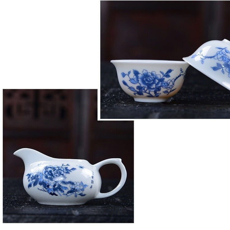 11 in 1 Kung Fu Tea Complete Set Blue And White Porcelain Cups Ceramic Cover Bowl Travel Teaware Set with 8 Tea Cups
