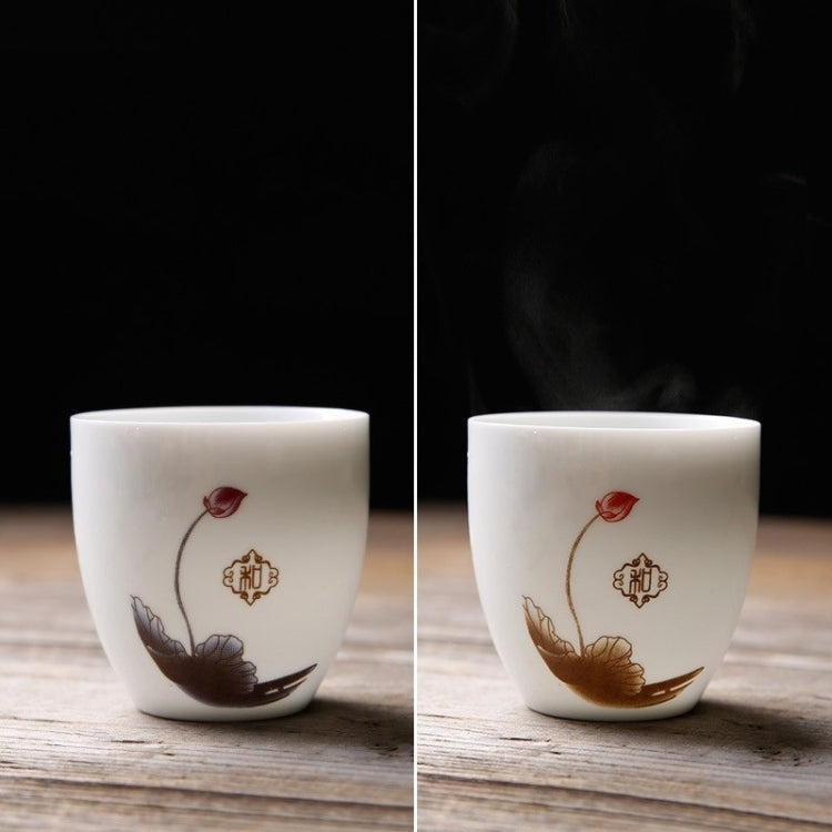 110ml Color Changing Tea Cup Ceramics White Porcelain Single Cup Pastel Kung Fu Teaware Set