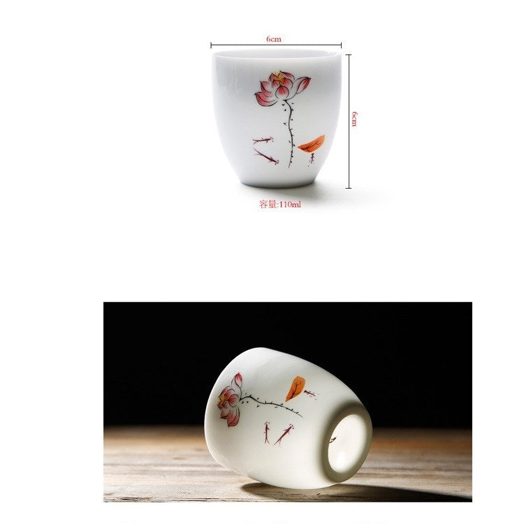110ml Color Changing Tea Cup Ceramics White Porcelain Single Cup Pastel Kung Fu Teaware Set