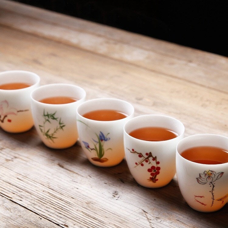 110ml Color Changing Tea Cup Ceramics White Porcelain Single Cup Pastel Kung Fu Teaware Set