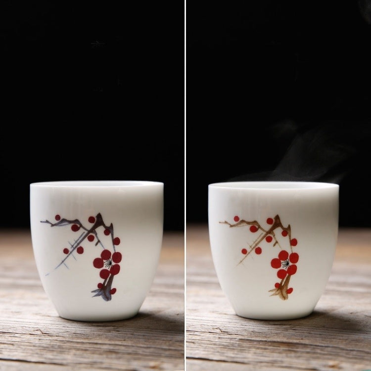 110ml Color Changing Tea Cup Ceramics White Porcelain Single Cup Pastel Kung Fu Teaware Set