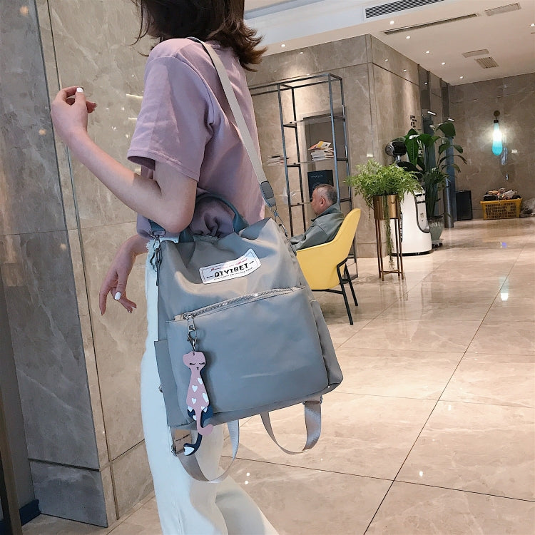 Multi-function Nylon Double Shoulders Bag Ladies Handbag Messenger Bag (Grey)
