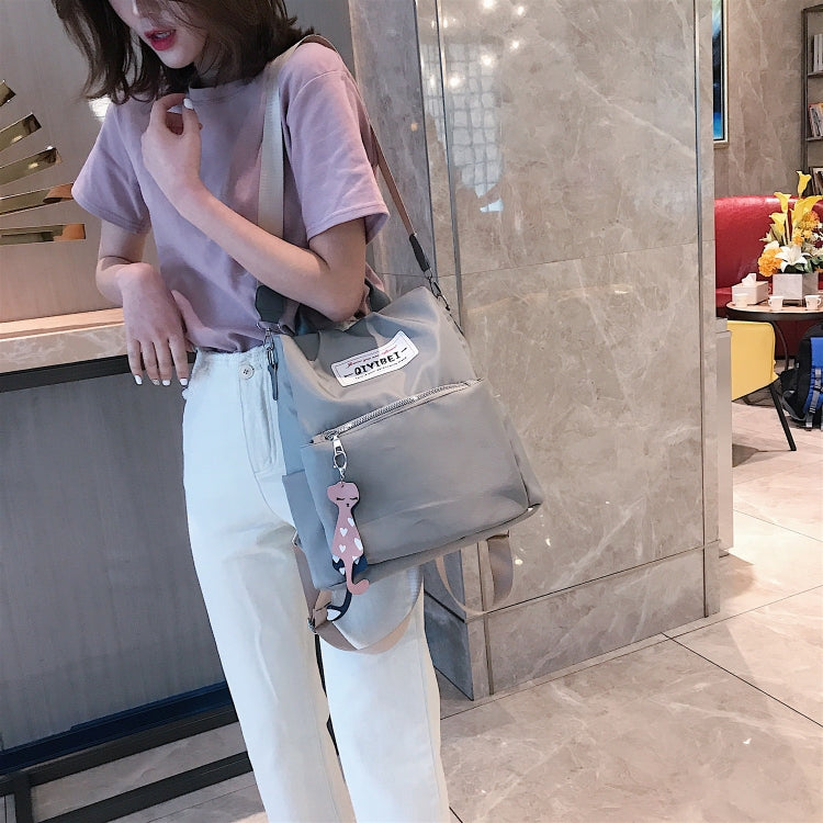 Multi-function Nylon Double Shoulders Bag Ladies Handbag Messenger Bag (Grey)