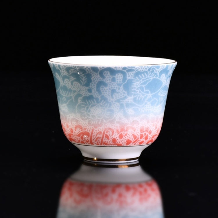 80ml Gradient Color Dragon Clouds Ceramic Enamel Handmade White Porcelain KungFu Tea Thin Body Single Cup