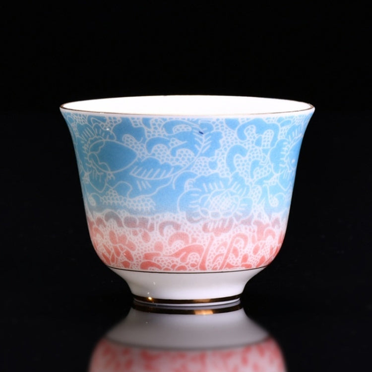 80ml Gradient Color Dragon Clouds Ceramic Enamel Handmade White Porcelain KungFu Tea Thin Body Single Cup