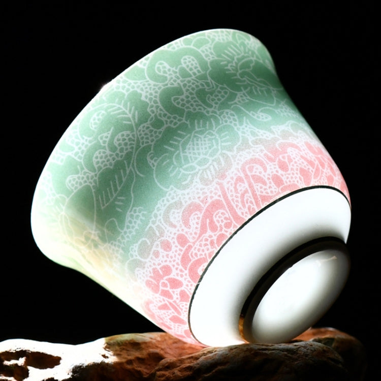 80ml Gradient Color Dragon Clouds Ceramic Enamel Handmade White Porcelain KungFu Tea Thin Body Single Cup