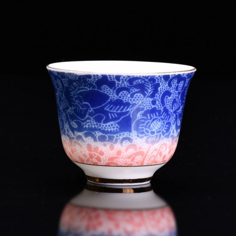 80ml Gradient Color Dragon Clouds Ceramic Enamel Handmade White Porcelain KungFu Tea Thin Body Single Cup