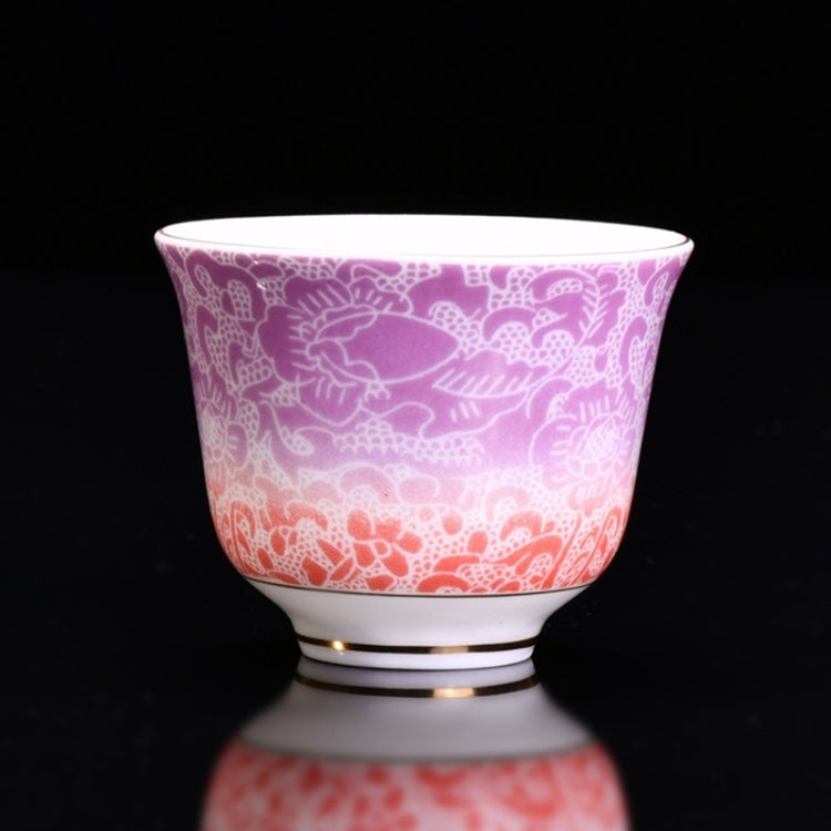 80ml Gradient Color Dragon Clouds Ceramic Enamel Handmade White Porcelain KungFu Tea Thin Body Single Cup