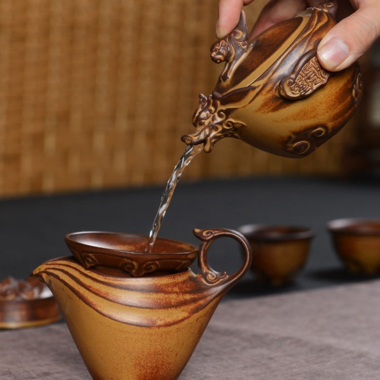 9 in 1 Wood Burning Retro Classic Tea Set Tea Set with High-end Gift Box & 6 Cups