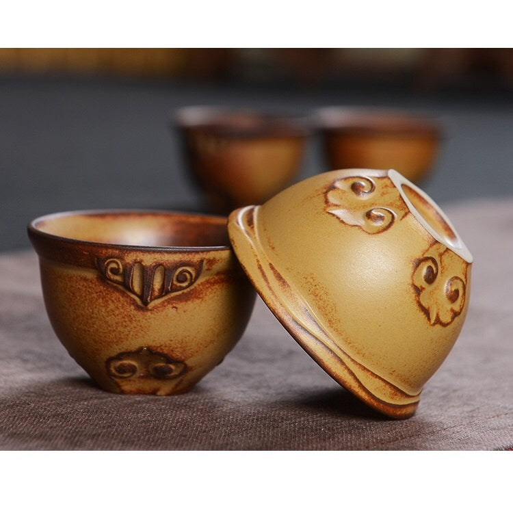 9 in 1 Wood Burning Retro Classic Tea Set Tea Set with High-end Gift Box & 6 Cups