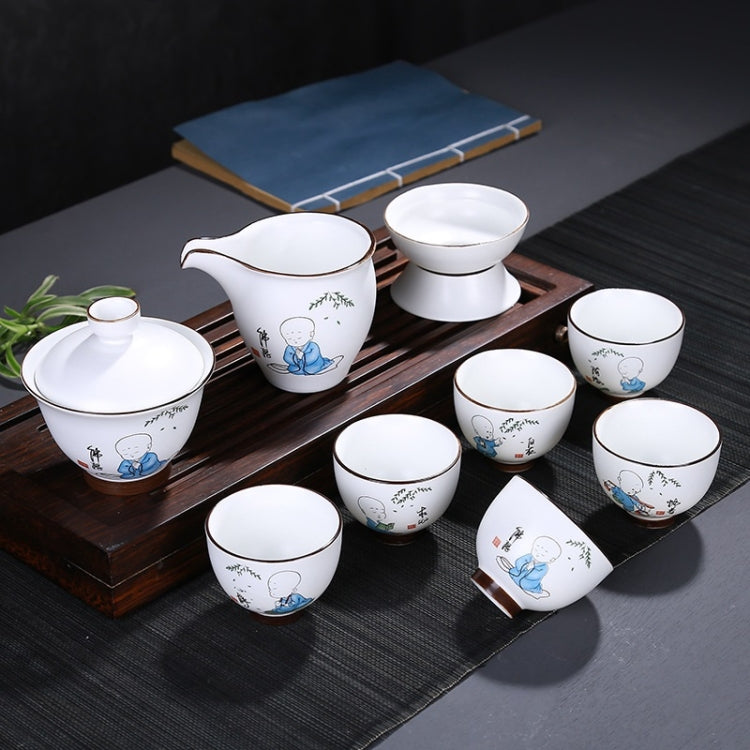 9 in 1 Ding Kiln Matte Glaze White Porcelain KungFu Tea Set Zen Tea Set Ceramic Teaware Set with Gift Box & 6 Cups