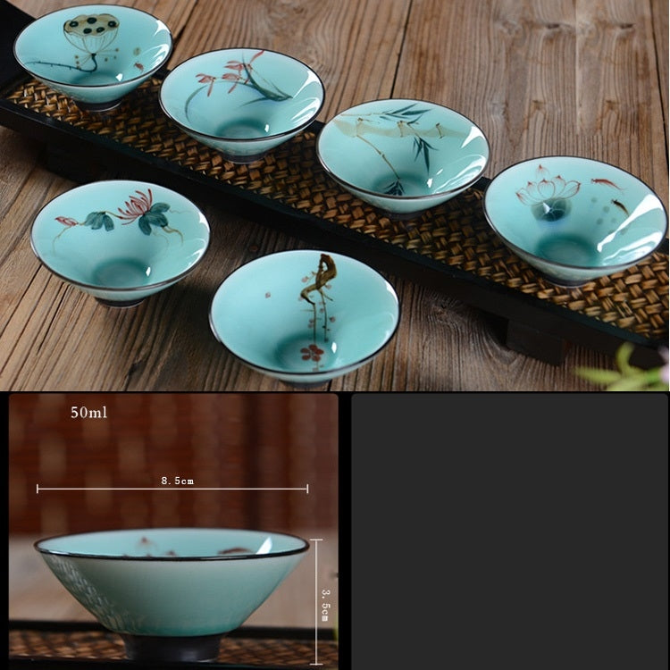 Pure Hand-painted Ceramic Celadon Personal KungFu Tea Single Cup