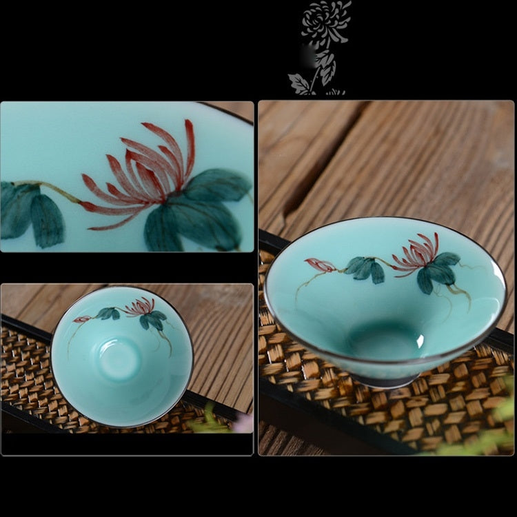 Pure Hand-painted Ceramic Celadon Personal KungFu Tea Single Cup