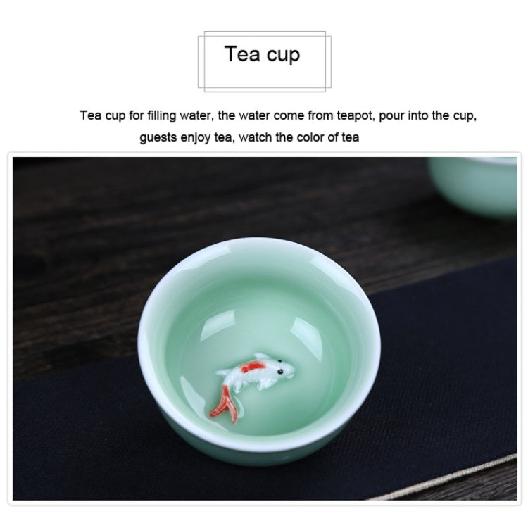 13 in 1 Celadon Ceramic Tea Bowl Set Kung Fu Pot Infuser Teapot 3D Fish Serving Cup Teacup Chinese Drinkware with Gift Box