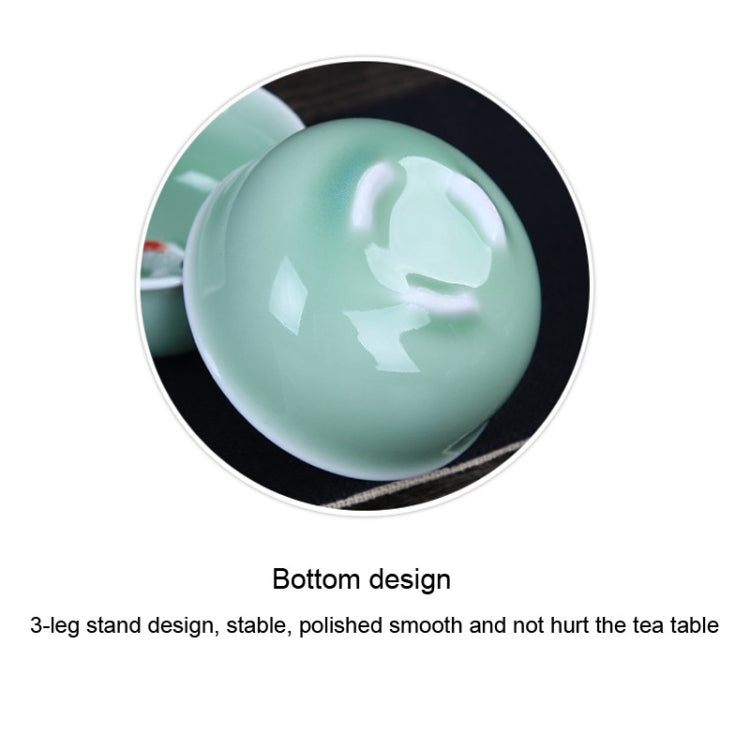 13 in 1 Celadon Ceramic Tea Bowl Set Kung Fu Pot Infuser Teapot 3D Fish Serving Cup Teacup Chinese Drinkware with Gift Box