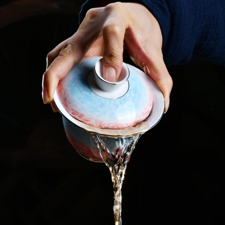 Ceramic Cover Bowl Royal Enamel Jingdezhen Sancai Tea Bowl Tea Set