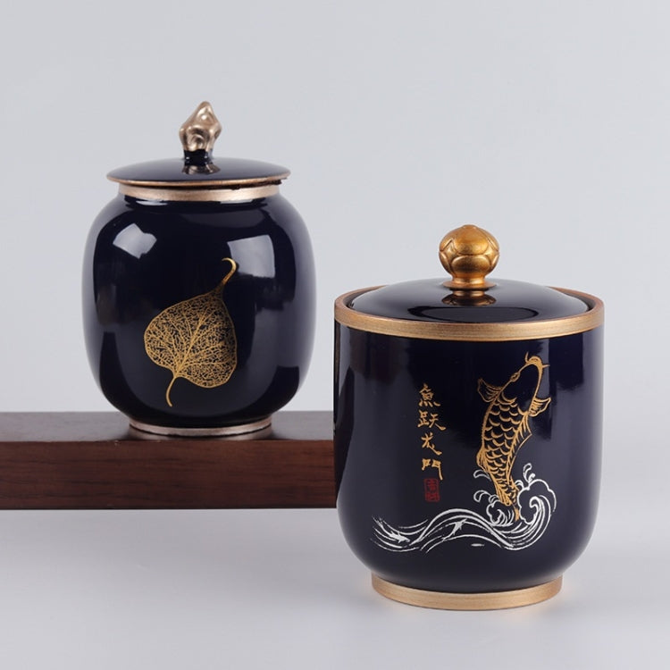 Indigo Glaze Large Tea Pot Ceramic Tea Pot Home Retro Sealed Cans Small Jar Tea Box