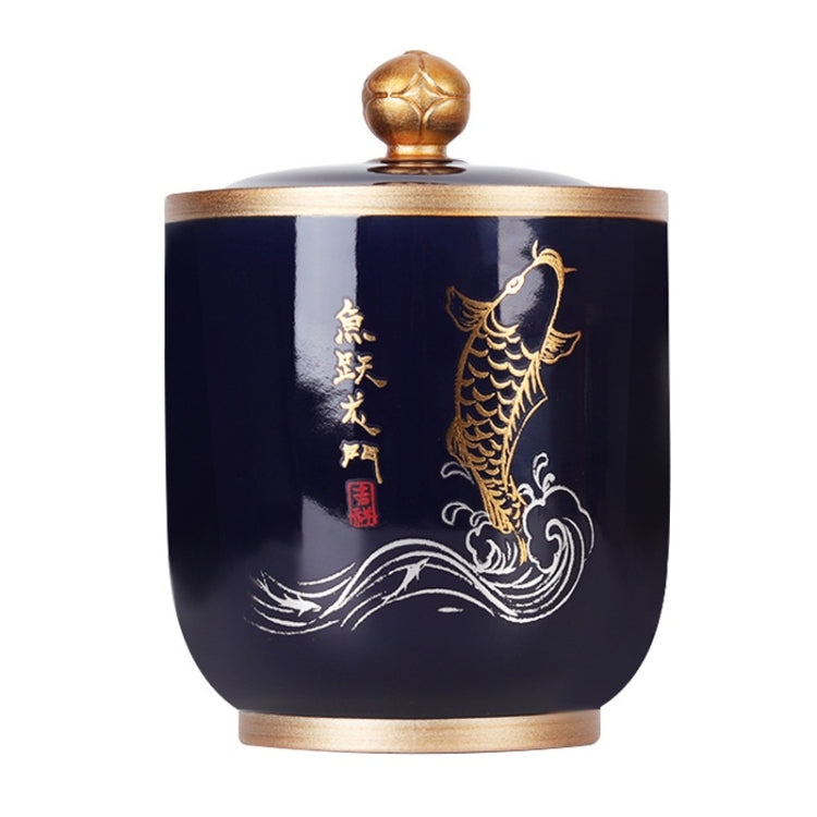 Indigo Glaze Large Tea Pot Ceramic Tea Pot Home Retro Sealed Cans Small Jar Tea Box