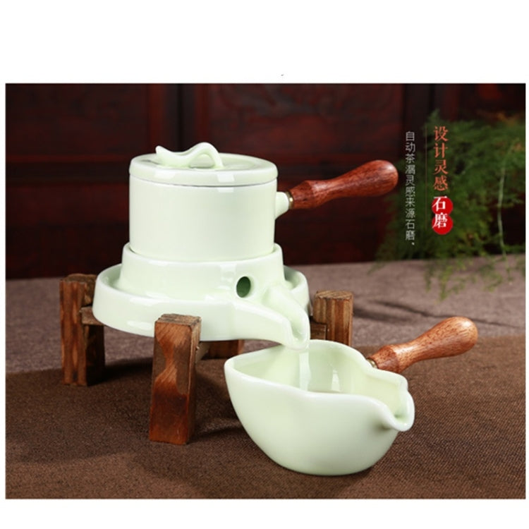 Retro Time To Run Stone Mill Automatic Tea Set Ceramic Kiln High-grade Kungfu Tea Set Gift Box with 6 Cups