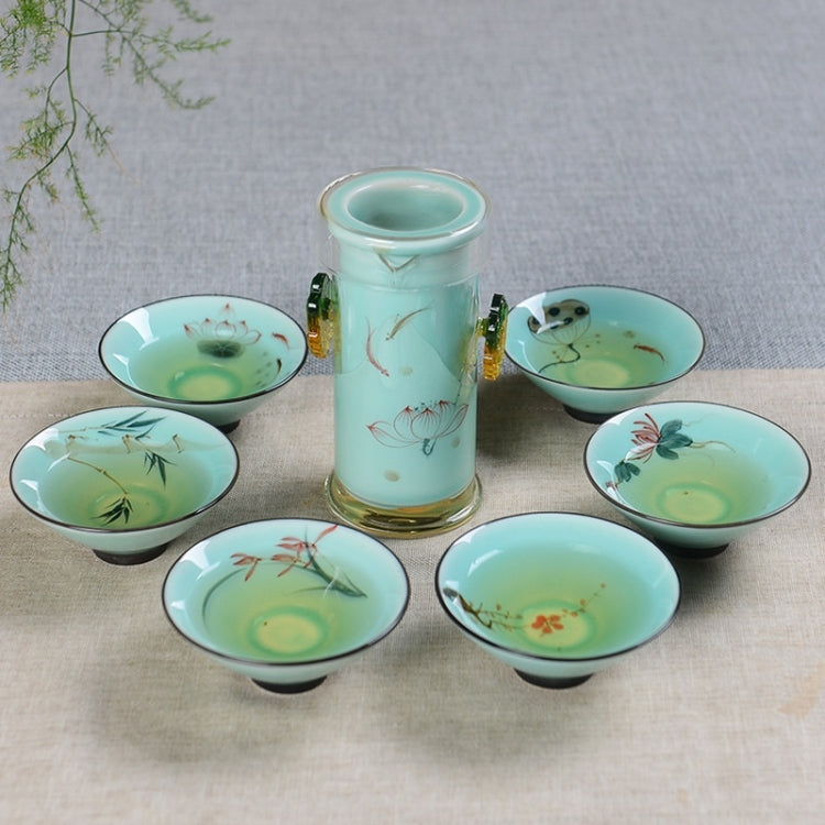 9 in 1 Celadon Ge Kiln Purple Sand Ceramics Complete Set Kung Fu Tea Set