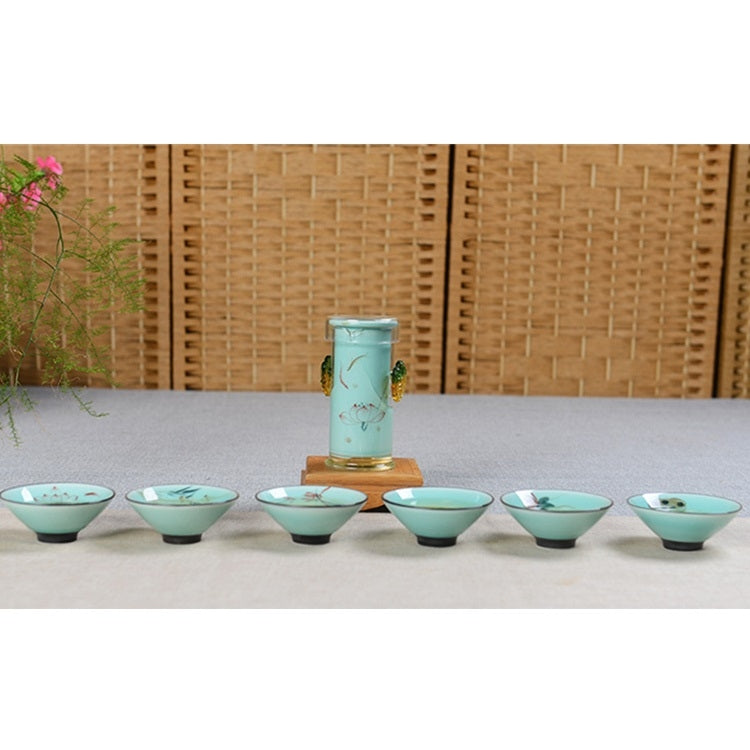9 in 1 Celadon Ge Kiln Purple Sand Ceramics Complete Set Kung Fu Tea Set