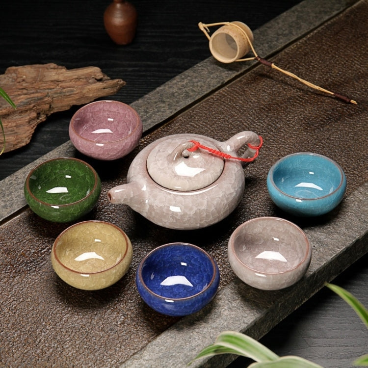 7 in 1 Ceramic Tea Set Ice Crack Glaze Kung Fu Teaware Set