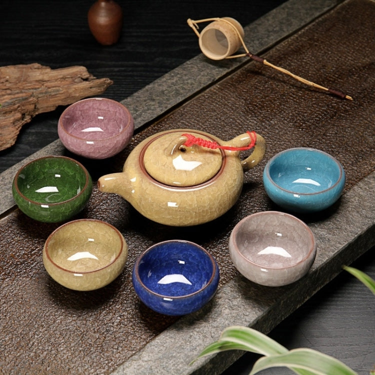 7 in 1 Ceramic Tea Set Ice Crack Glaze Kung Fu Teaware Set