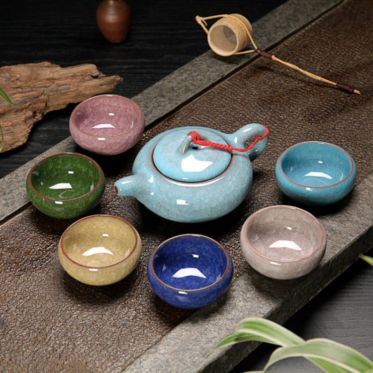 7 in 1 Ceramic Tea Set Ice Crack Glaze Kung Fu Teaware Set
