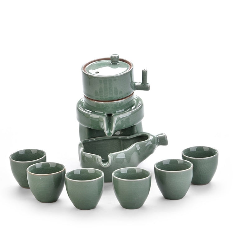 Retro Stone Grinding Creative Lazy Kung Fu Tea Ceramic Semi-automatic Teaware Set Business Gift Box