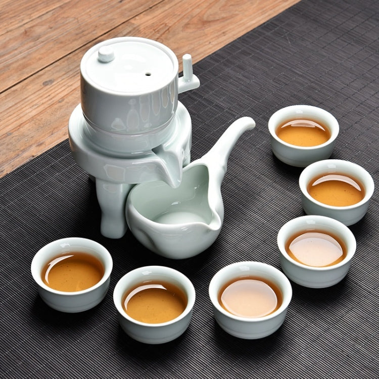 Retro Stone Grinding Creative Lazy Kung Fu Tea Ceramic Semi-automatic Teaware Set Business Gift Box