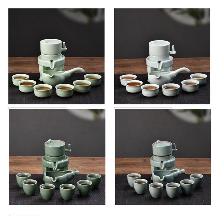 Retro Stone Grinding Creative Lazy Kung Fu Tea Ceramic Semi-automatic Teaware Set Business Gift Box