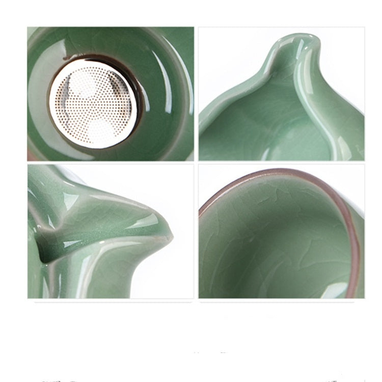 Retro Stone Grinding Creative Lazy Kung Fu Tea Ceramic Semi-automatic Teaware Set Business Gift Box