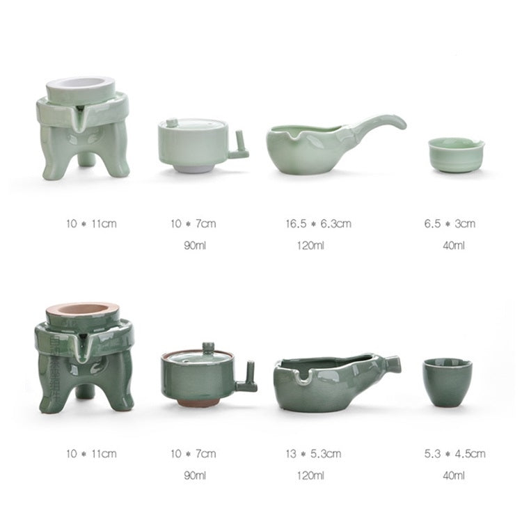 Retro Stone Grinding Creative Lazy Kung Fu Tea Ceramic Semi-automatic Teaware Set Business Gift Box