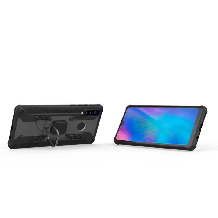 Iron Warrior Shockproof PC + TPU Protective Case for Huawei P30 Lite / Nova 4E, with Ring Holder (Black)