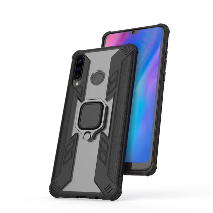 Iron Warrior Shockproof PC + TPU Protective Case for Huawei P30 Lite / Nova 4E, with Ring Holder (Black)