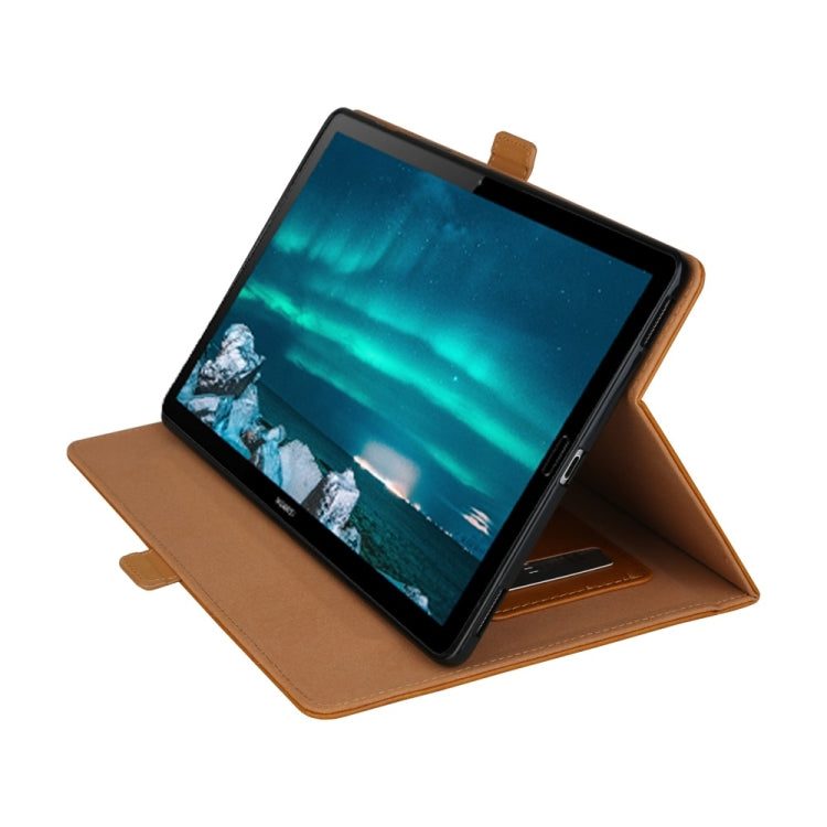 Horizontal Flip Double Bracket Leather Case for Huawei Mediapad M6 10.8, with Card Slots & Photo Frame & Pen Slot