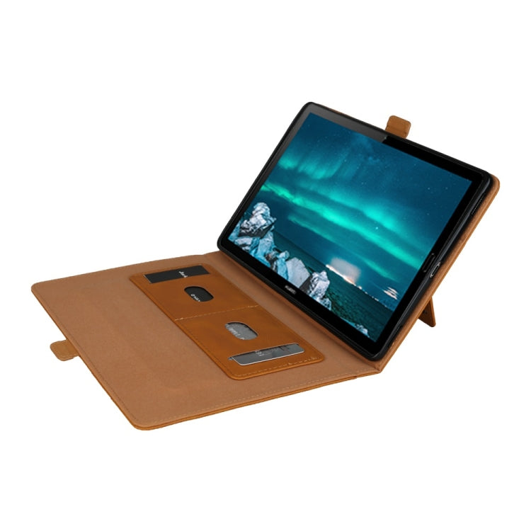 Horizontal Flip Double Bracket Leather Case for Huawei Mediapad M6 10.8, with Card Slots & Photo Frame & Pen Slot