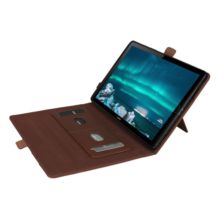 Horizontal Flip Double Bracket Leather Case for Huawei Mediapad M6 10.8, with Card Slots & Photo Frame & Pen Slot