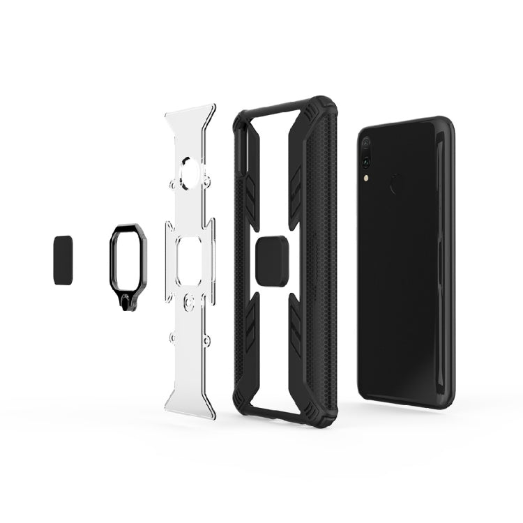 Iron Warrior Shockproof PC + TPU Protective Case for Huawei Enjoy 9 Plus / Y9 2019, with Ring Holder (Red)