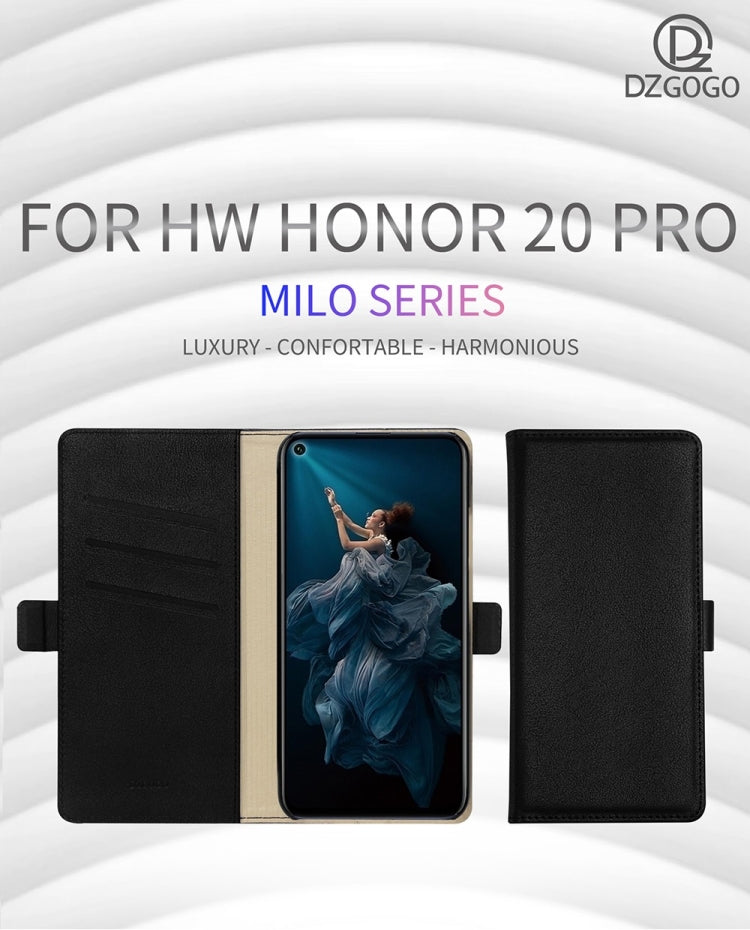 DZGOGO MILO Series PC + PU Horizontal Flip Leather Case for Huawei Honor 20 pro, with Holder & Card Slot & Wallet