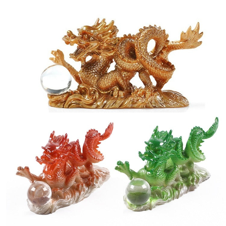 Color Changing Lucky Jade Dragon Shape Resin Kungfu Tea Accessories Tea Pet