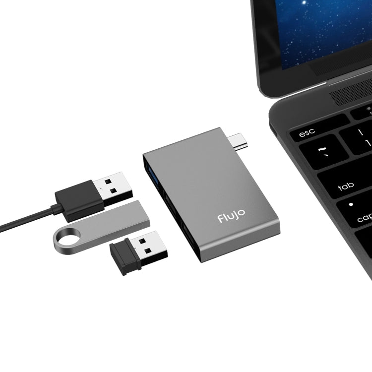 Flujo H55 Aluminum USB-C / Type-C & Micro USB to USB 3.0 & USB 2.0 HUB Adapter