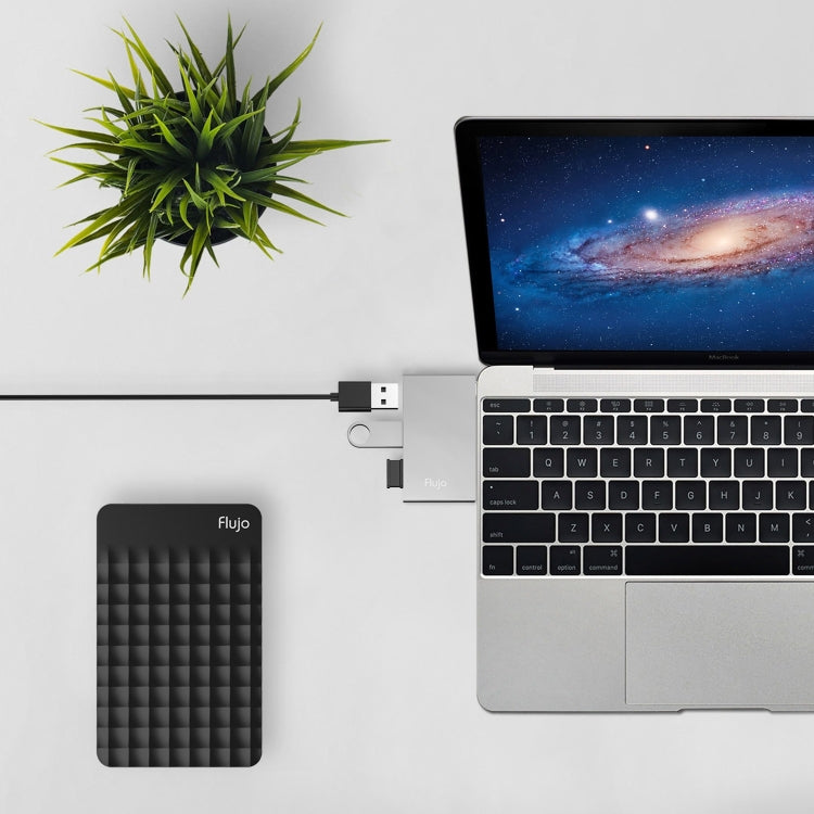 Flujo H55 Aluminum USB-C / Type-C & Micro USB to USB 3.0 & USB 2.0 HUB Adapter