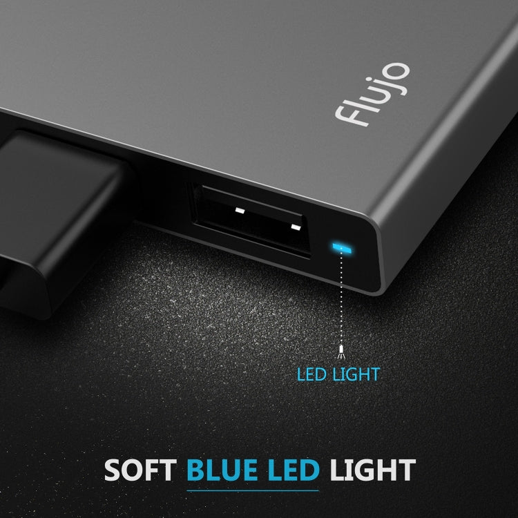 Flujo H55 Aluminum USB-C / Type-C & Micro USB to USB 3.0 & USB 2.0 HUB Adapter